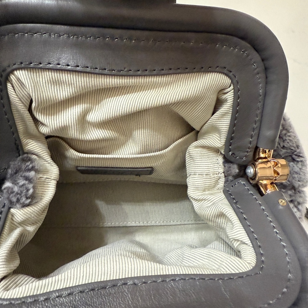 Elegant Gray Shearling Shoulder Bag - Picture 8 of 11